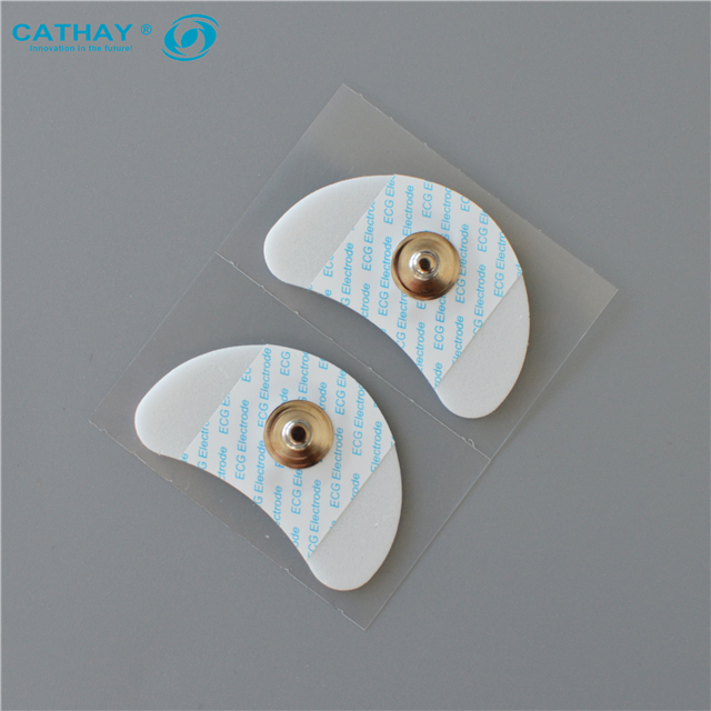 41*25mm Disposable Crescent Shape ECG Electrodes With 3.9mm Snap Connector For ECG Monitor