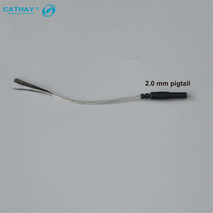 Carbon Fiber Wire 2.0 mm Pigtail Lead Wire for TENS Unit Pads With Stripped Carbon Wire