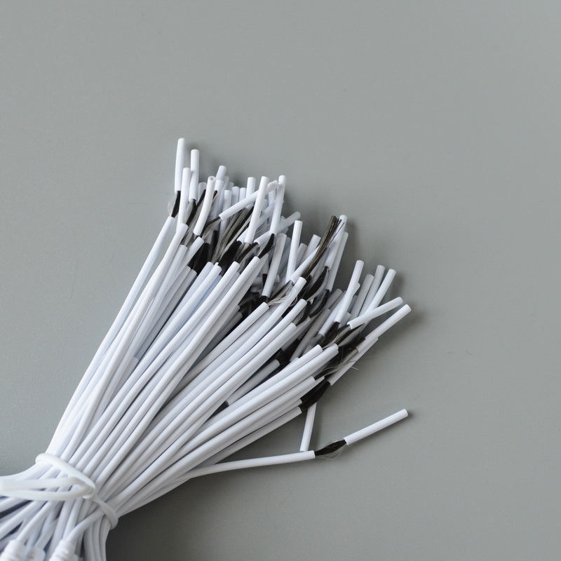 White Carbon Fiber Wire 2.0 mm Pigtail Lead Wire for TENS Electrodes With Stripped Carbon Wire 