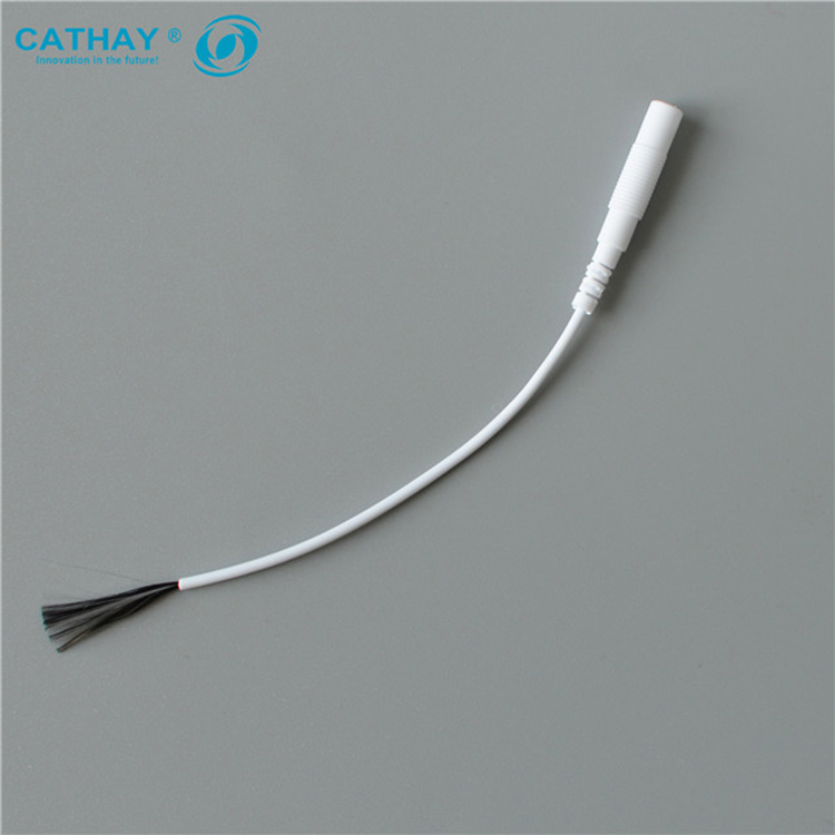 White Carbon Fiber Wire 2.0 mm Pigtail Lead Wire for TENS Electrodes With Stripped Carbon Wire