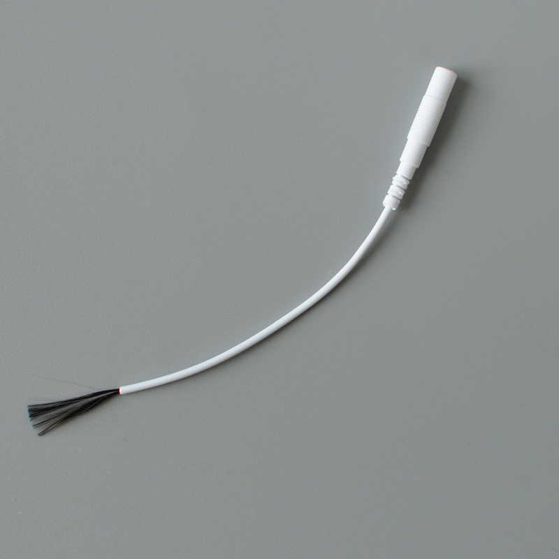 White Carbon Fiber Wire 2.0 mm Pigtail Lead Wire for TENS Electrodes With Stripped Carbon Wire 