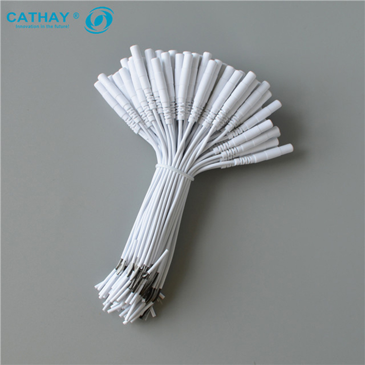 White Carbon Fiber Wire 2.0 mm Pigtail Lead Wire for TENS Electrodes With Stripped Carbon Wire